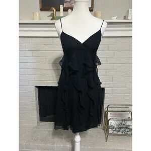 Vintage Forever 21 Dress Womens Small 100% Silk Black Babydoll Whimsy Fairy Y2K